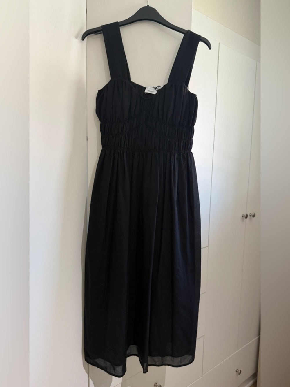 Burberry Black Cotton Midi Dress Wide Straps Size 2 - Picture 4 of 9